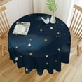 thumbnail image 3 of Night Sky Round Tablecloth, Blue Galaxy Space Golden Stars Clouds Magic Starlight Glitter Table Cloth for Kitchen Dining Room Holiday Party Picnic Patio 60x60in, 3 of 5