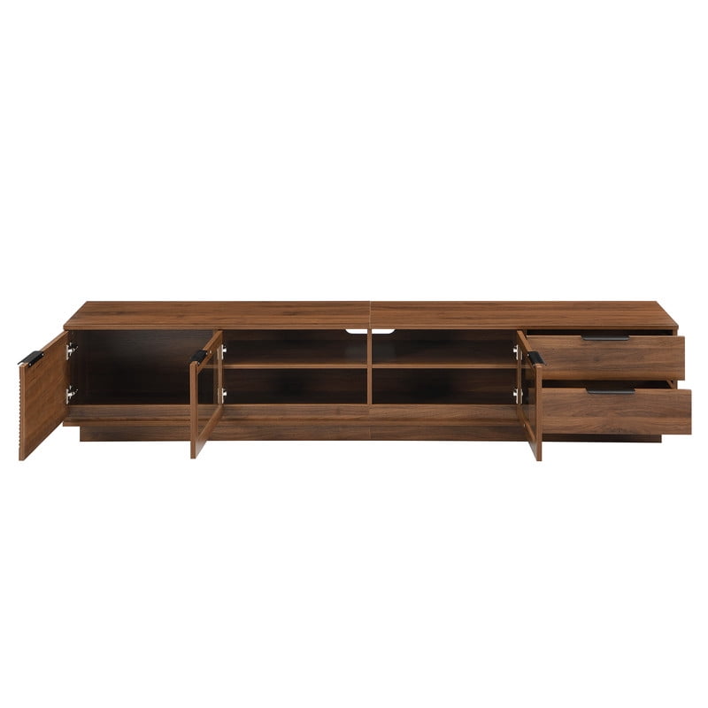 79-inch Modern TV Stand for TVs Up to 85", Entertainment Center Cabinet with Drawers, Cable Hole & Soft-Closing Glass Doors