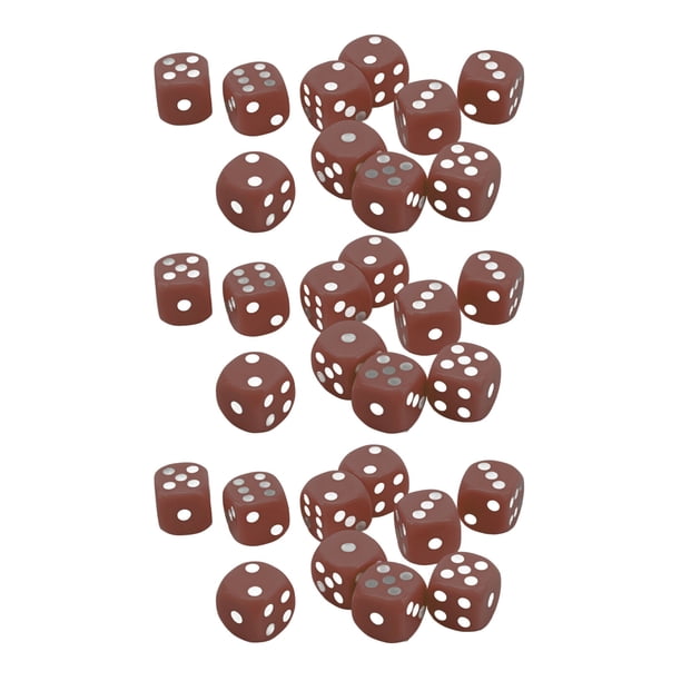 Juego de dados de 30 piezas de plástico de 16 mm, cubos de dados de esquinas redondas de 6 caras para juegos de mesa, juegos de mesa, color marrón YUNYI BRAND Deportes