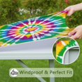 thumbnail image 6 of Rainbow Tie Dye Mandala Pattern Square Fitted Tablecloth with Elastic Edge,Square Table Cover,Washable Elastic Table Cover for Home Kitchen Party Decor 34"x34", 6 of 6