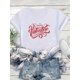thumbnail image 3 of Happy Valentine'S Day Casual T-Shirt, Knit Fabric with Medium Stretch, Crew Neck, Printed Love HeartCamisetas para mujer, lindas camisetas con estampado gráfico, de manga corta, estilo casual, para ve, 3 of 6