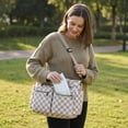 thumbnail image 6 of TRANSLINK Tote Bag Crossbody Purse for Women, Multi-Pocket Shoulder Handbag, Large Capacity Lightweight Casual Shoulder Bag Gingham Print Khaki, 6 of 7