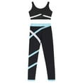 thumbnail image 3 of YONGHS Kids Girls Sleeveless Tank Top Vest with Leggings Set Gymnastics Dance Skating Outfits Black&Light Blue 6, 3 of 5