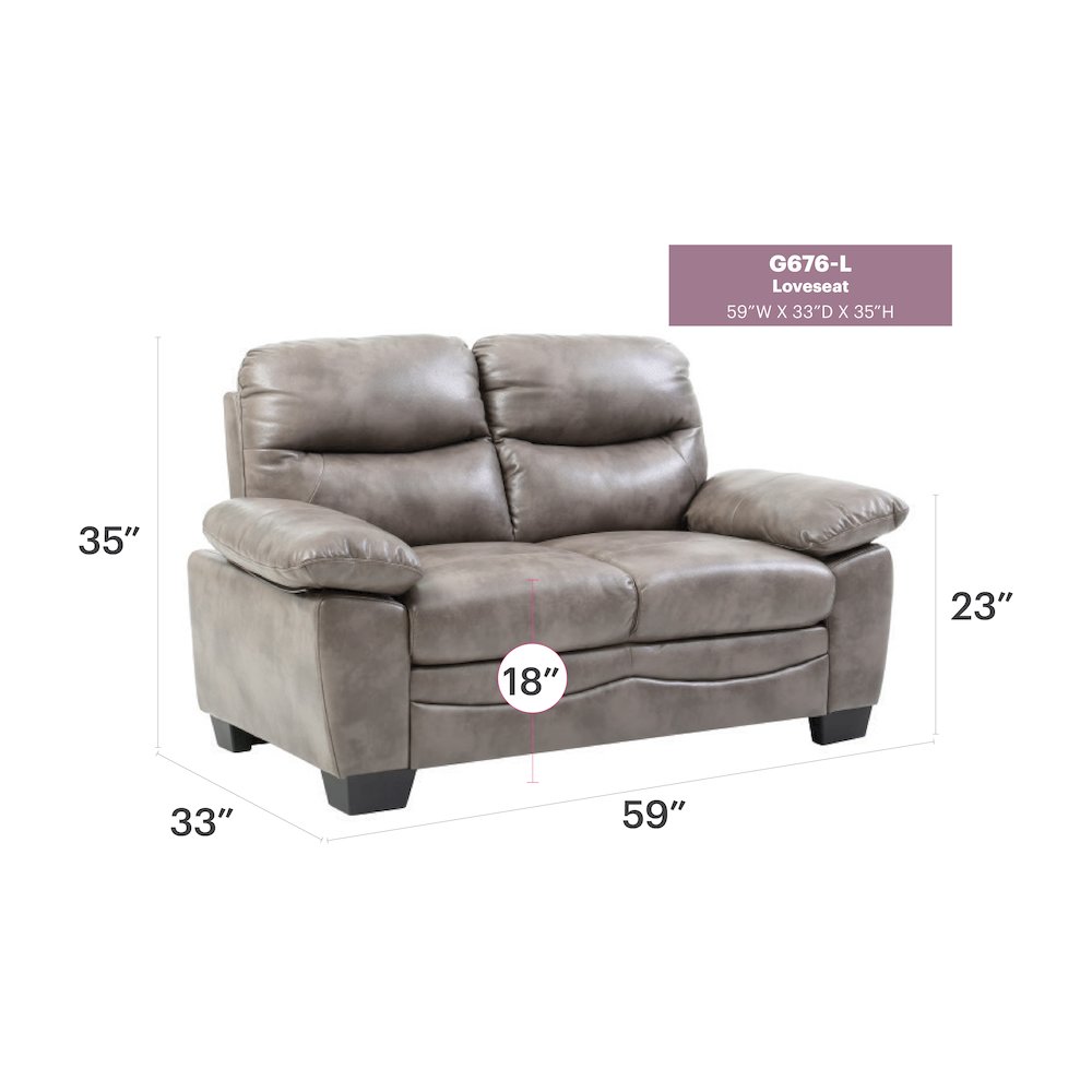 Glory Furniture Marta Loveseat in Gray Color