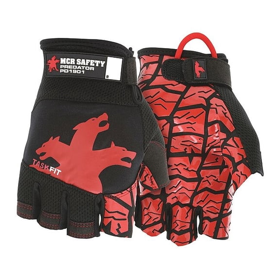 PD1901 Mechanics Gloves, Synthetic Leather Palm, Spandex Back, S, Black