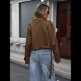 thumbnail image 4 of Gabardina Corta con Solapa y Doble Botonadura para Mujer Marrón Oscuro M, 4 of 10