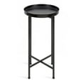 thumbnail image 3 of Kate and Laurel Celia Round Metal Foldable Accent Table with Tray Top, Black, 3 of 6