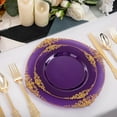 thumbnail image 2 of 102PCS Purple and Gold Plastic Plates - High End Purple Disposable Plate - Vintage Party Dinner & Dessert Plates for 51 Guests Wedding & Party & Birthday, 2 of 18