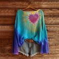 thumbnail image 2 of VISALY Boho Tops Pullover Crewneck Sweaters Floral Blouses Art Print Casual Pullover Tunic Tops Colorful Sweater Loose Fit Knit Sweaters Loose Fit Sweatshirts Sweater Jackets Warm Tops Sky Blue 3Xl, 2 of 3