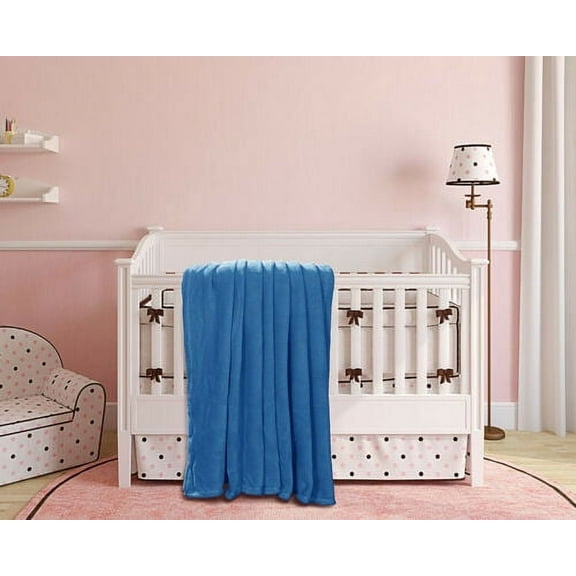 NEW ROYAL BLUE SOLID VERSATILE SUPER SOFT WARM SMALL THROW COZY NEW BORN, TODDLER, KIDS BLANKET WARM FUZZY MICROPLUSH MULTIPURPUSE 50" X 60"