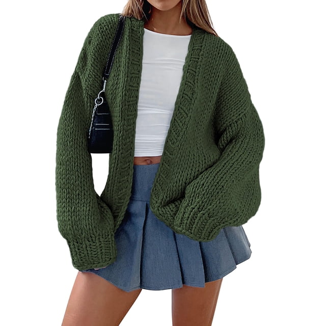 Suéter PRETTYGARDEN Cardigan de Punto Grueso Abierto XL