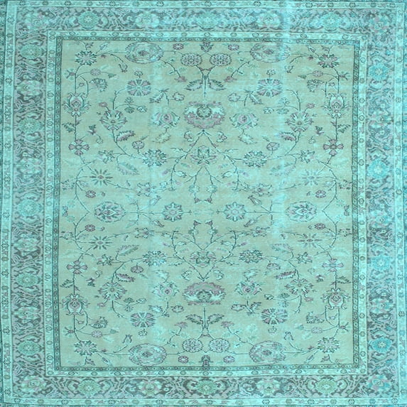 Ahgly Company Indoor Square Persian Light Blue Traditional Area Rugs, 4' Square