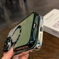 thumbnail image 6 of for iPhone 15 Pro Max Case Glitter Magnetic Compatible with MagSafe Full Camera Lens Protection Luxury Plating Cute Bling Clear Shockproof Slim Phone Case for Women Girls, Green, 6 of 14