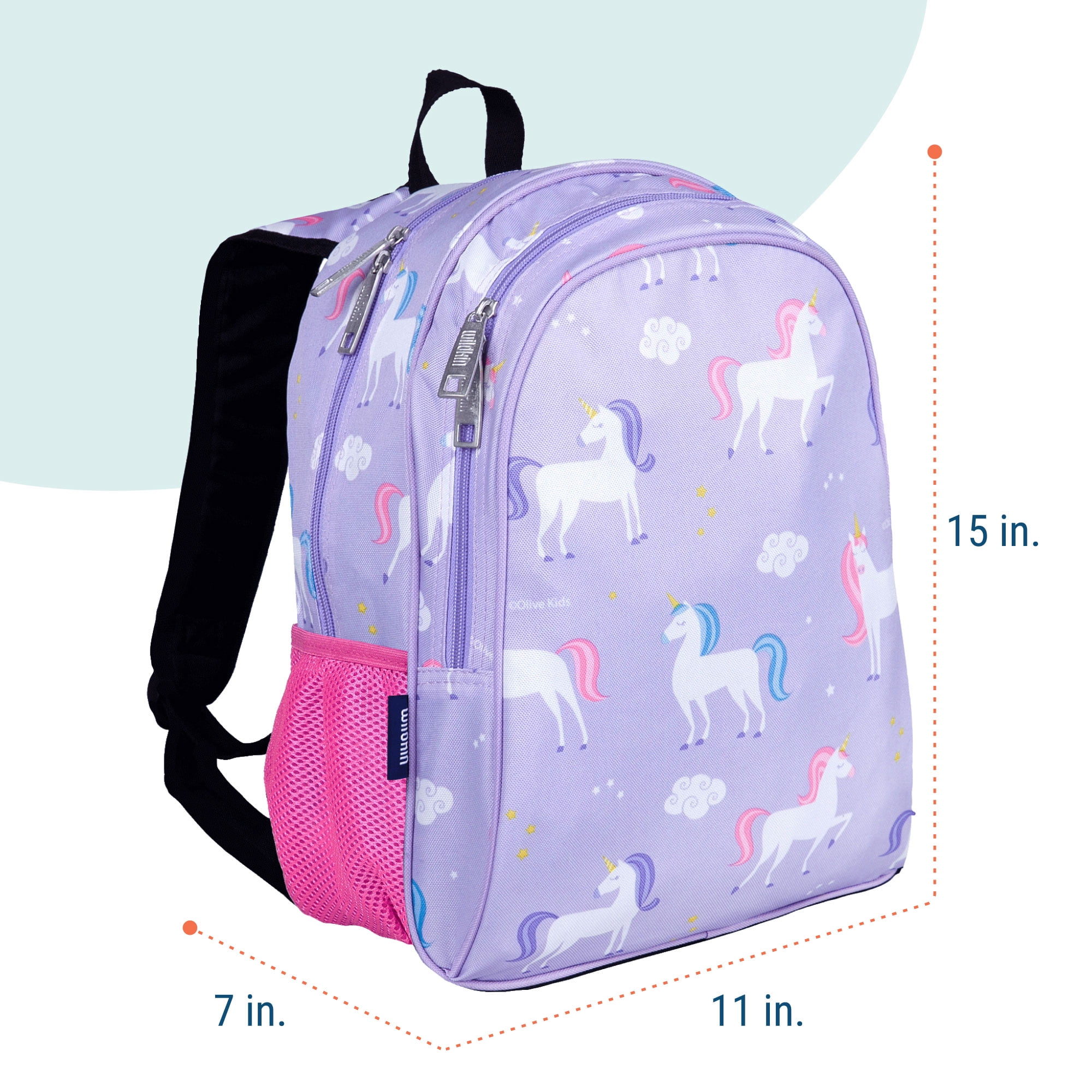 Wildkin Kids 15 Inch School and Travel Backpack for Boys and Girls (Unicorn Purple)