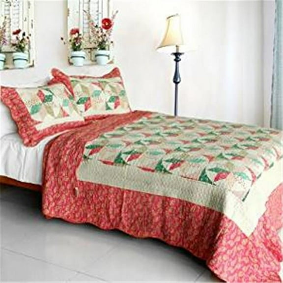 Mio Dolce Sogno - Cotton 3 Pieces Vermicelli-Quilted Striped Patchwork Quilt Set  Full & Queen Size - Pink