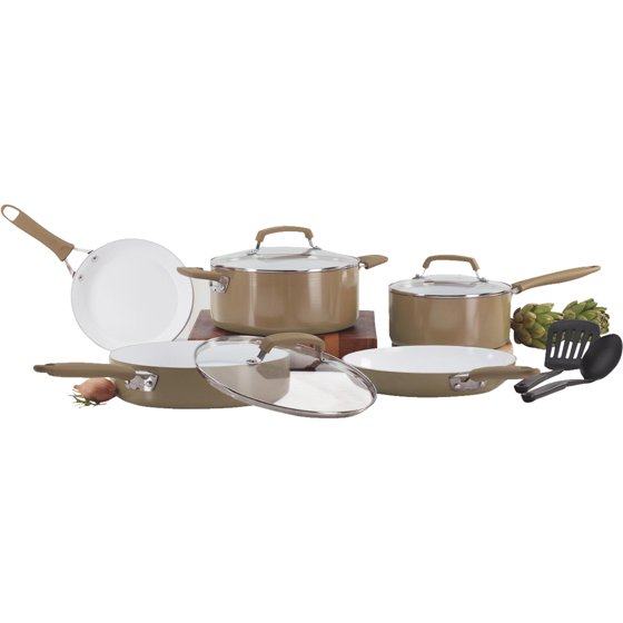 WearEver Pure Living 10Piece Cookware Set, Red