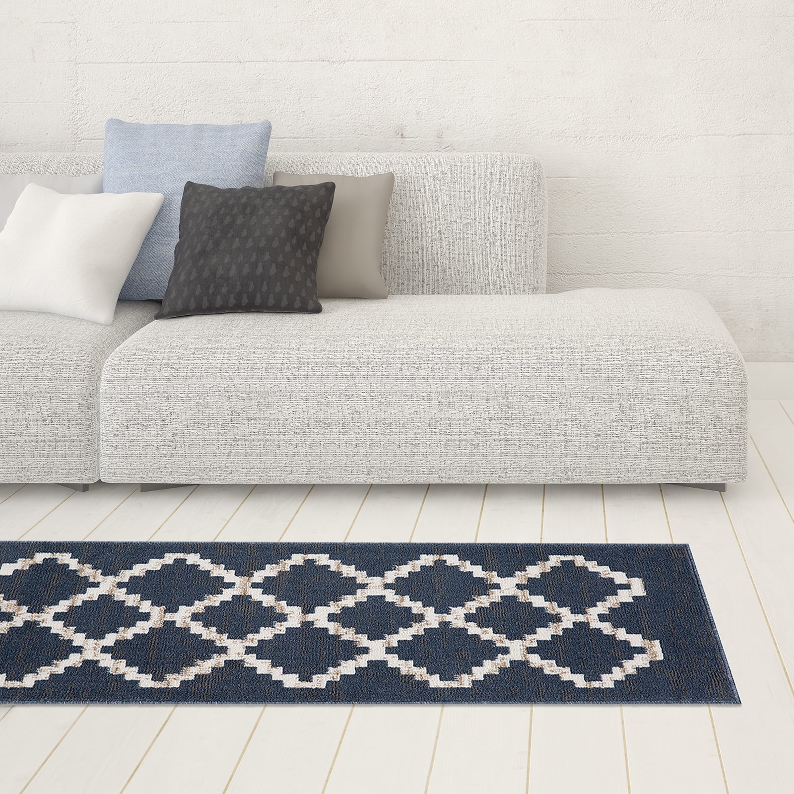Woven Trends Modern Contemporary 3-Piece Rug Set, 5x7 Area Rug, 2x5 Runner Rug, 2x3 Accent Mat, Livingroom, Bedroom, Entryway, Durable and Stain Resistant, Blue/Gray
