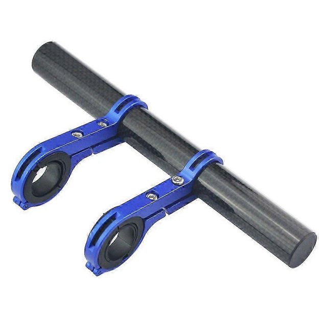 Bike Handlebar Extender Carbon Fiber Bracket Aluminum Clamp For Bicycle Light (Blue 20cm Double Clamp)