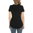 thumbnail image 3 of CINNAMOROLL Women's T shirts Casual V Neck Short Sleeve Cap Loose Summer Tunic Tops, 3 of 4