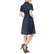 thumbnail image 3 of Vestido mini azul XL con ajuste y vuelo, cuello, bolsillos y cintura elástica para mujer Inspire Chic, 3 of 8