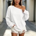 thumbnail image 7 of ZGRBOU Womens Off Shoulder Sweatshirts Oversized Long Sleeve Pullover Fall Asymmetric Neck Drop Shoulder Tops, 7 of 7