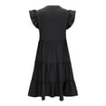 thumbnail image 6 of SEMPAI Summer Dresses Sun Dresses Sleeveless V-Neck Solid Mid-Length Summerdresses Comfy for Night Out Women's Plus Dresses, 6 of 7