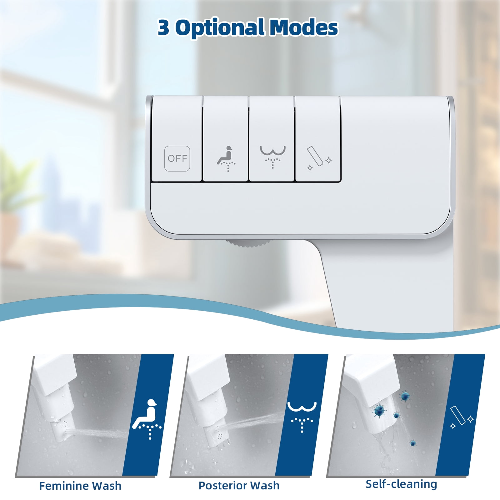 CADOVE Bidet Attachment, Dual Nozzle, Adjustable Water Pressure, Self-Cleaning Spray, Hygienic, White