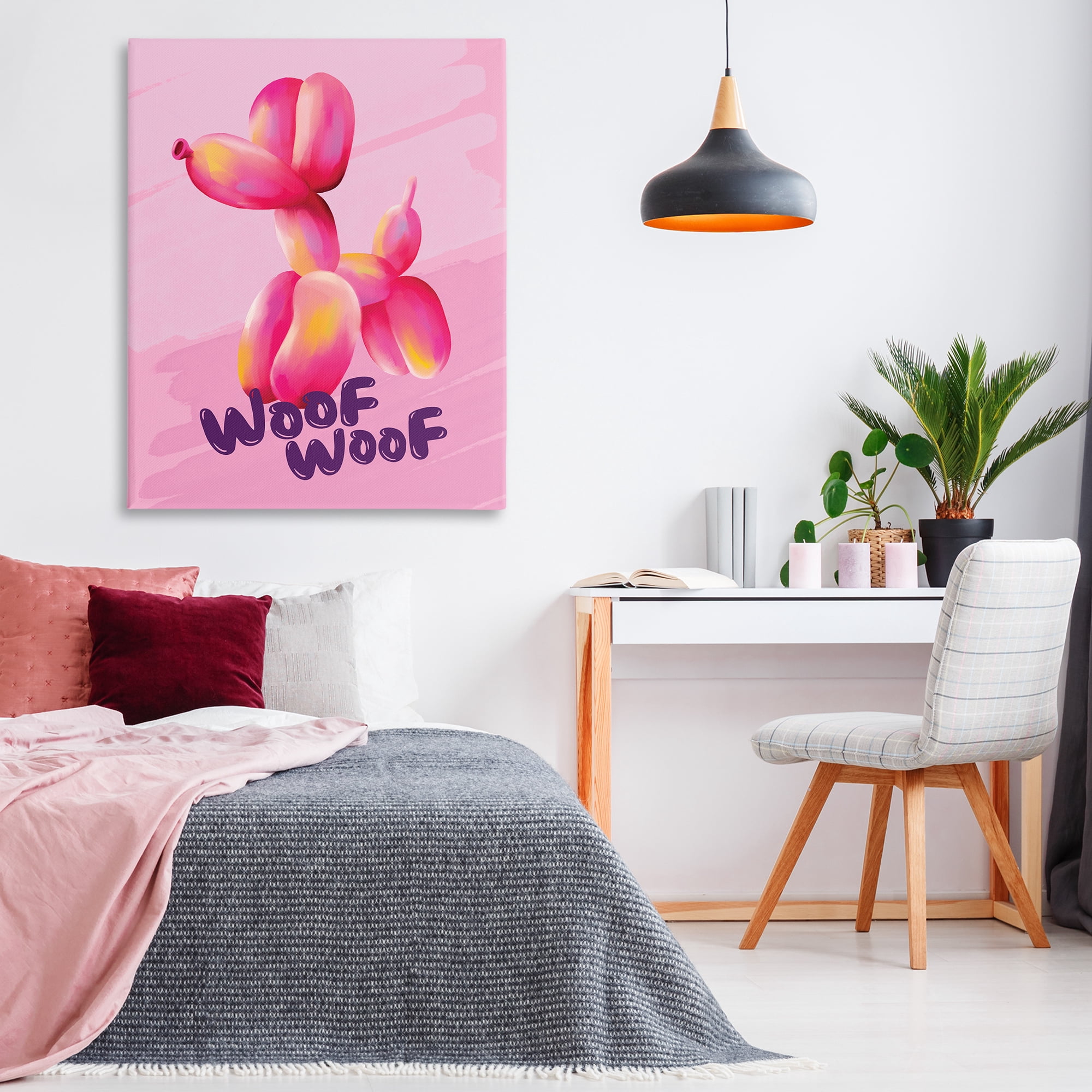 Stupell Industries Woof Balloon Dog Text & Numbers Painting Wrapped Canvas Art Print Wall Art, 36 x 48