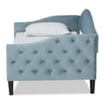 thumbnail image 3 of Baxton Studio Benjamin Modern and Contemporary Light Blue Velvet Fabric Upholstered and Dark Brown Finished Wood, Twin Size Daybed, 3 of 10