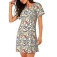 thumbnail image 2 of Susaid Paisley Floral 5 Pattern Sleep Shirts for Women Short Sleeve Night Shirts for Sleeping Pullover Nightgown Soft Nightdress, 2 of 6
