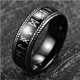 thumbnail image 4 of 8mm Viking Rings for Men Black Mens Tungsten Carbide Ring Wedding Band Dome Norse Rune Ring Comfort Fit Size 7-12, 4 of 6