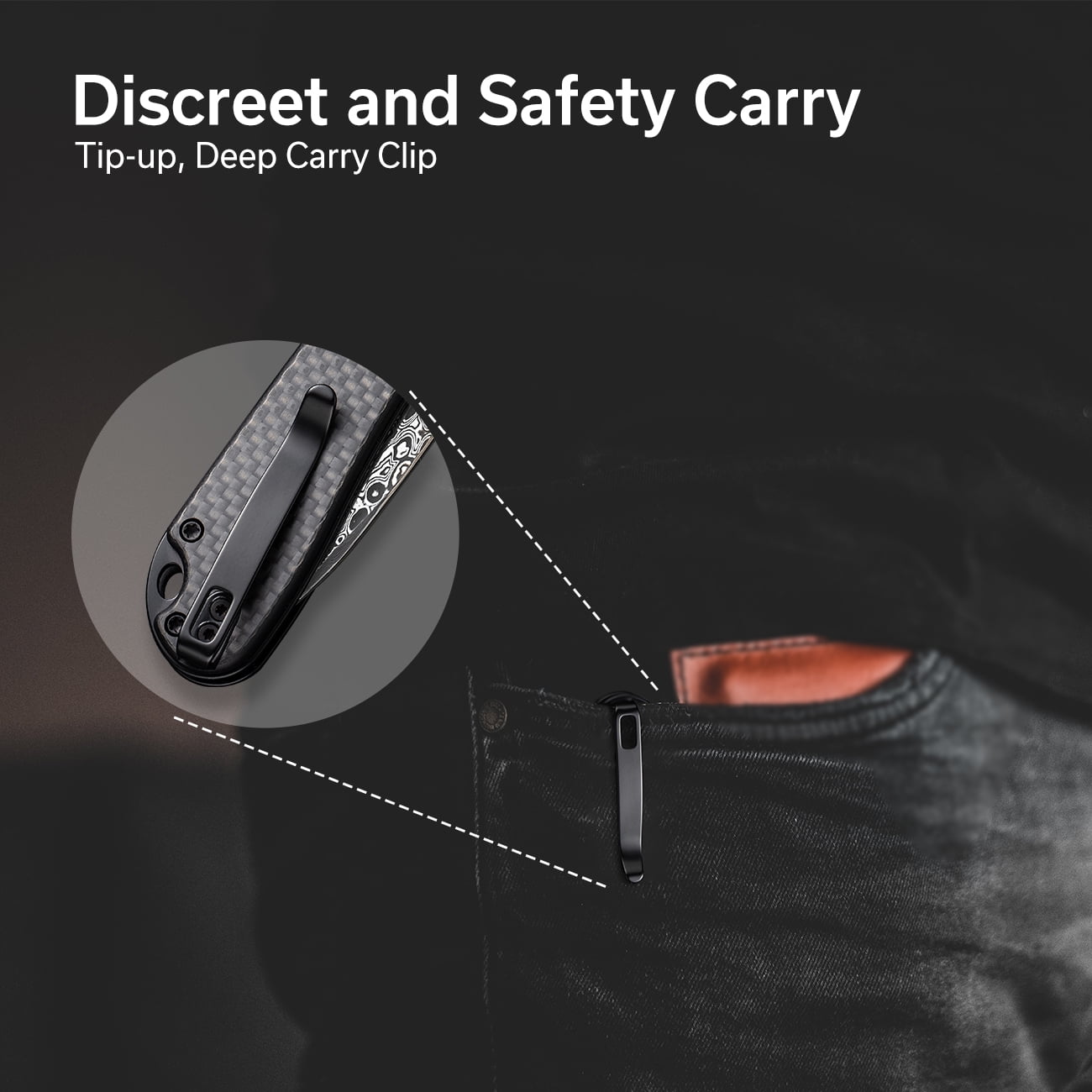 CIVIVI Pocket Folding Knife Button Lock Elementum II Damascus Blade C18062PB-DS1