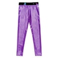 thumbnail image 4 of inhzoy Kids Girls Shiny Metallic Gymnastic Dance Sports Pants Leggings Purple 10, 4 of 5