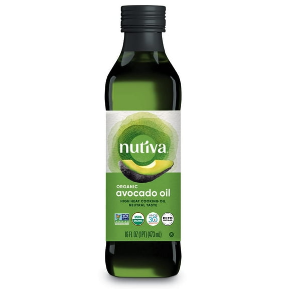 Nutiva Organic Steam-Refined Avocado OKA4 Oil, 100% Pure, 16 Fl Oz, USDA Organic, Non GMO, Whole 30 Approved, Keto, Paleo, High-Heat Oil with Neutral Flavor and Aroma for Cooking & Frying