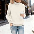 thumbnail image 2 of VISALY Womens Half Turtleneck Pullover Sweater Soft Warm Oversized Long Sleeve Pullover Plus Sized Basic Solid Color Knit Jumper Trendy Plain Basic Layer Sweater Fall Winter Outfits Beigel, 2 of 7