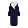 thumbnail image 7 of Nfurl Womens Fluffy Fleece Long Robes Cozy Warm Hooded Robes for Women Housecoats with Pockets Soft Long Sleeve Bathrobes Sleepwear Loungewear Navy,XXL, 7 of 7