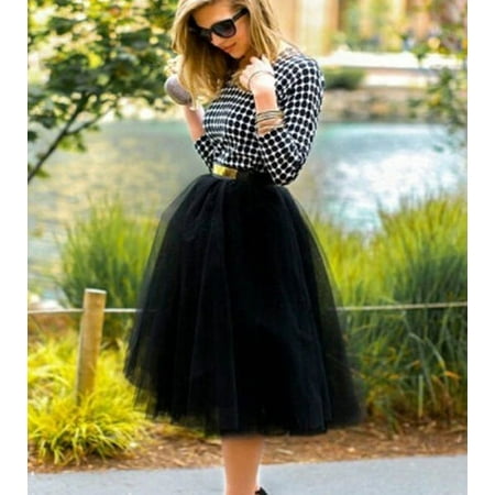 Fashion 7 Layer Tulle Skirt Womens Vintage Dress 50s Rockabilly Tutu ...