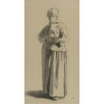 thumbnail image 2 of Jean-François Millet 11x18 Black Ornate Wood Framed Double Matted Museum Art Print Titled - Study of a Woman Holding a Cup, 2 of 5
