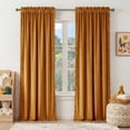 thumbnail image 5 of NICETOWN Pom Pom Velvet Curtains for Home Theater, Luxury Rod Pocket Velvet Drapes, Thermal Insulated Room Darkening Curtains, 52"x84", 2 Panels, Golden Brown, 5 of 10