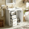 thumbnail image 5 of ENSHUI 30-Inch Freestanding Bathroom Vanity, Solid Wood Frame, Ceramic Sink Combo, 3 Drawers, White, 5 of 12