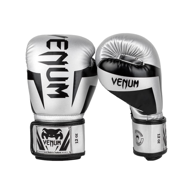 Guantes de Boxeo Venum Elite Plata Negro 12 oz