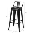 thumbnail image 3 of Set of 4 Metal Bar Stools 30'' Bar Height Barstools Industrial w/ Low Back Black, 3 of 11