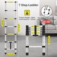thumbnail image 2 of Towallmark Telescoping Ladder, 6.6FT Lightweight Aluminum Extension Ladder with Anti-Slip Feet & Secure Lock, 330lbs Capacity for Home, RV, Attic, Outdoor Use, 2 of 7