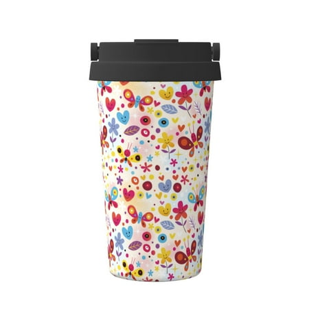 

Adobk Cute Butterfly Flowers Print Stainless Steel Coffee Mug -Vacuum Insulated Coffee Tumbler - Leakproof Travel Mugs Insulated for Hot & Cold Drinks