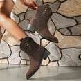thumbnail image 2 of Tao Tao Ankle Boots Women Retro Western Cowboy Boots Patchwork Half Boots with Heel Half-high Comfortable Slip-On Shoes Half-high Winter Boots Coffee 41, 2 of 8