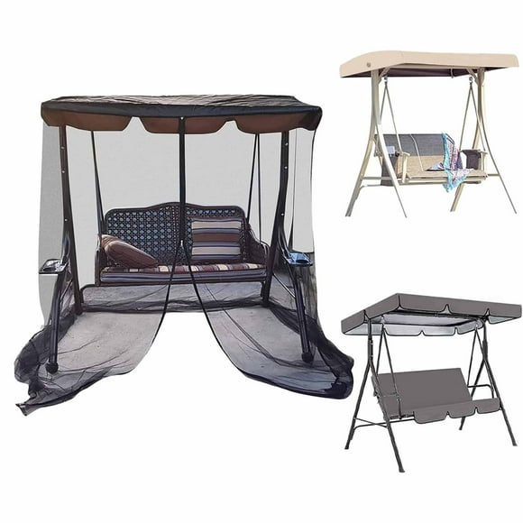Ganfancp Patio Swings Mosquito Netting - Polyester Mesh Screen With Zipper Opening And Roof Water Proof Tent-Antis-Mosquito Net For Courtyard Garden Double Swings Chair Deals