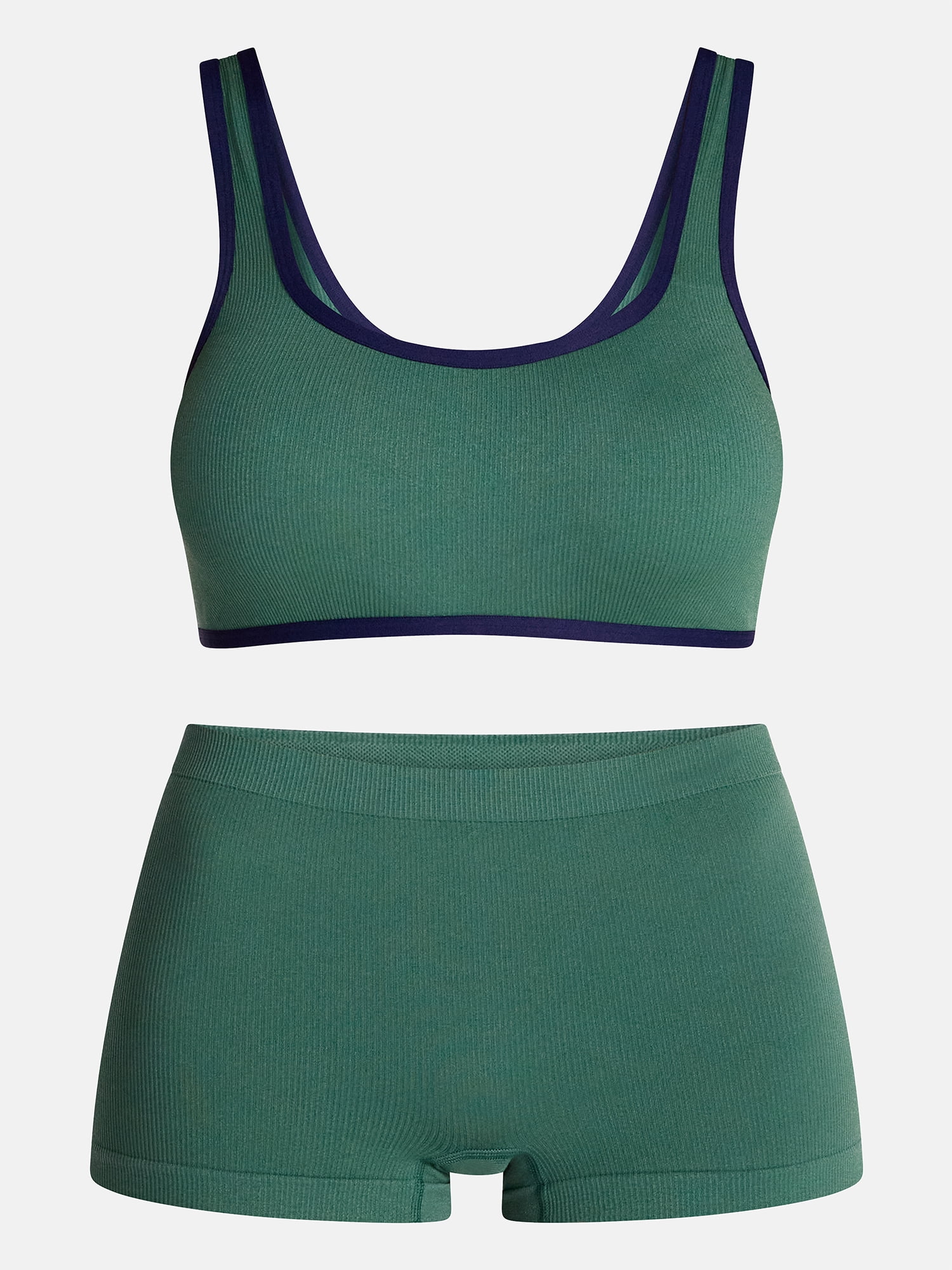 No Boundaries Seamless Scoop Neck Bralette and Boyshorts Set, 2 Piece, Women's XS-XXXL