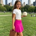 thumbnail image 6 of Khunlpohl Girls Pleated Skorts Elastic Waisted Solid Color Skirt Plain Basic Casual Skirts for Kids 2-15 Years, 6 of 9