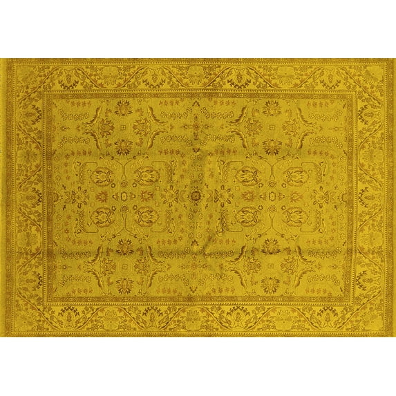 Ahgly Company Indoor Rectangle Oriental Yellow Industrial Area Rugs, 5' x 8'