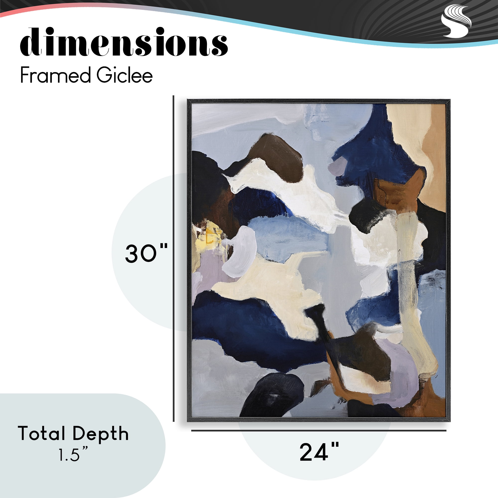 Cool Tones Composition Black Framed Giclee Art, design by Design Fabrikken